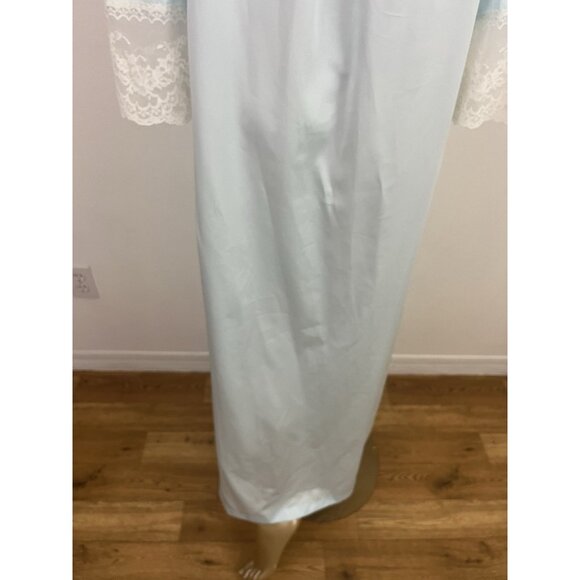 Vintage Bert Yelin for Iris Women's M Bue Robe Lace Trim - Picture 11 of 13